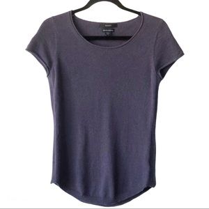 TAHARI Cashmere Grey Short Sleeve Blouse Size Med